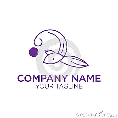 Outline Purple Fish digital logo for company Vector Illustration