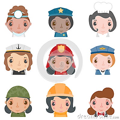 Vector female professions and business people Vector Illustration