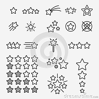 Vector star flat line icons set Vector Illustration