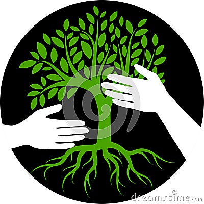 Save tree hands Vector Illustration