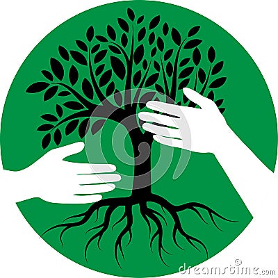 Save tree hands Vector Illustration