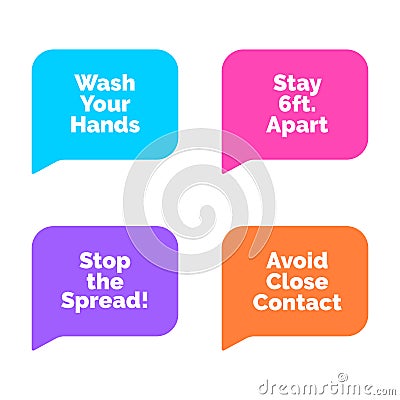 Corona Covid 19 Virus Safety Recommendation Talk Bubbles Vector Illustration