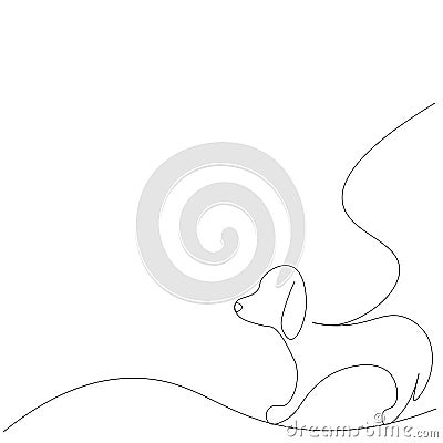 Puppy silhouette line drawing vector illlustration Vector Illustration