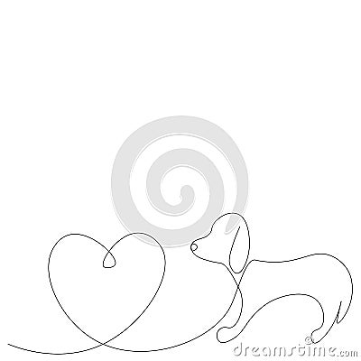 Puppy love heart, vector illlustration Vector Illustration