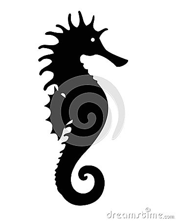 Seahorse - Ocean inhabitant - Silhouette for logo or pictogram. Fish seahorse black silhouette icon Vector Illustration