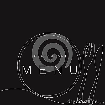 Restaurant menu background. Fork, plate and knife vector Vector Illustration