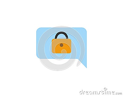 Linear speech bubble lock icon in flat style vector image Vector Illustration