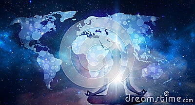 Spiritual energy Earth healing power, connection, conscience awakening, meditation, expansion Stock Photo