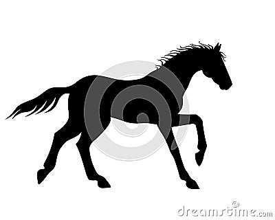 Horse galloping - vector silhouette for logo or pictogram. Hand drawing. A horse in a canter Vector Illustration