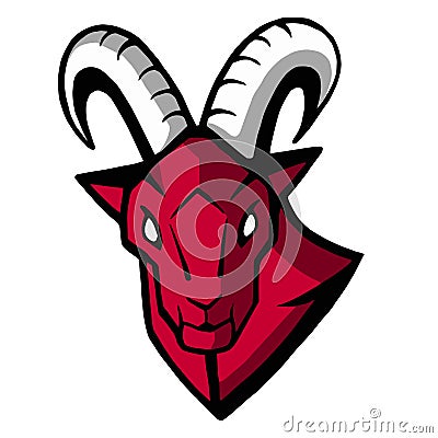 Symbol of a mountain goat on a white background. Black-and-white logo of the animal. Vector Illustration
