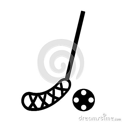 Floorball icon, B&W vector illustration. Vector Illustration