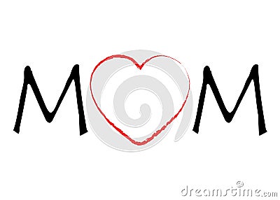 Happy mother s day card with red heart Cartoon Illustration