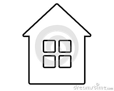 House - linear stylized vector illustration for logo or pictogram. Linear simple one-story house with a window - icon or sign. Vector Illustration