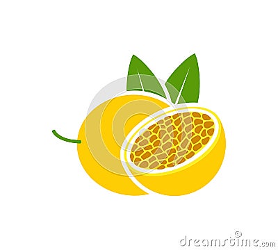 Passion fruit logo. Isolated passion fruit on white background Vector Illustration
