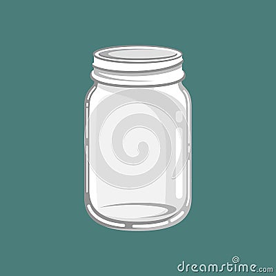 Glass mason jar realistic detailed vector illustration Vector Illustration