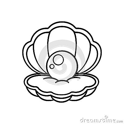 Cartoon clam shell with pearl outline coloring book page element vector illustration art design Vector Illustration