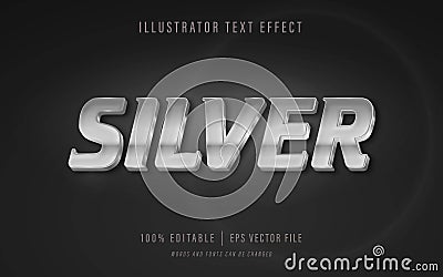 Silver text effect - editable text effect Vector Illustration