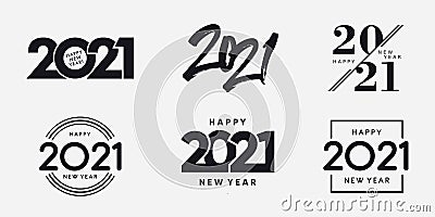 Big Set of 2021 Happy New Year logo text design. 2021 number design template. Collection of 2021 happy new year symbols. Vector Illustration