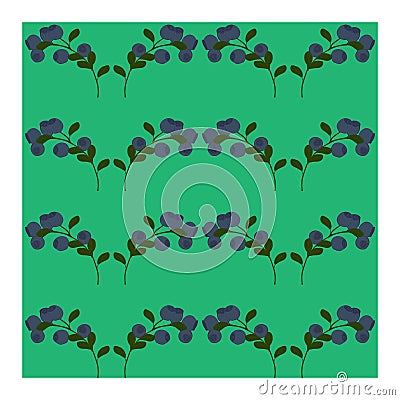 Seamless pattern with berries of blueberry. Blueberry berries are blue on a Bush with branches and green leaves Stock Photo