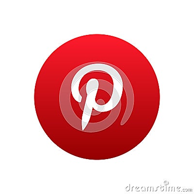 Pinterest Red social media vector circular icon Vector Illustration