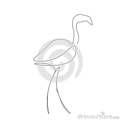 Flamingo line drawing, vector illustration Vector Illustration