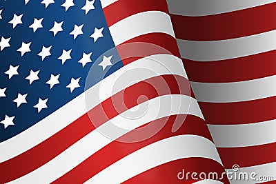 Accurate American Flag vector. wavy original color illustration isolated on white background Vector Illustration