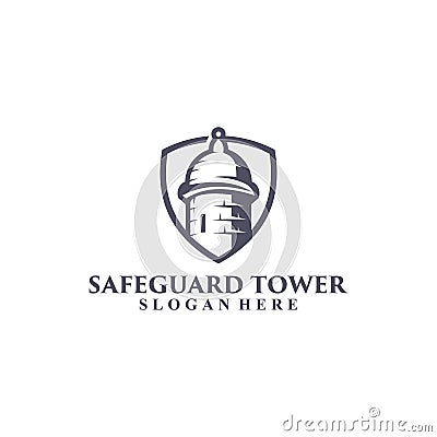 Safeguard tower logo design template Vector Illustration