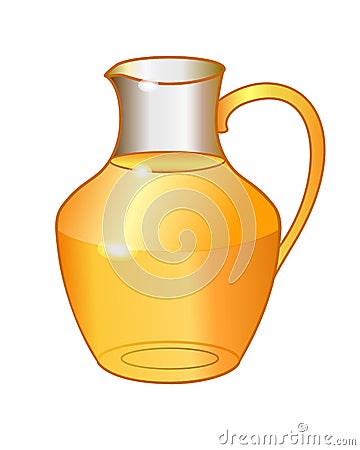 Transparent glass jug with orange drink - vector full color picture. Glass carafe with juice. Summer healthy drink Vector Illustration