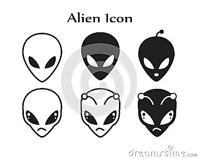Alien Icon template black color editable. Vector Illustration