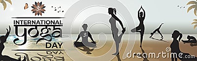Vector illustration for `International Yoga Day` Vector Illustration