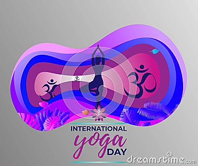 Vector illustration of International Yoga Day. Vector Illustration