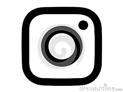 Black and white Instagram logo, sign and symbol, black and white camera icon Cartoon Illustration