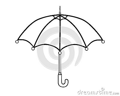 Open umbrella - linear vector illustration for coloring. Umbrella side view - logo or icon. Outline. Hand drawing. Vector Illustration