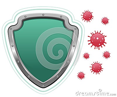 Healthcare medical shield protecting from virus vector illustration. Vector Illustration
