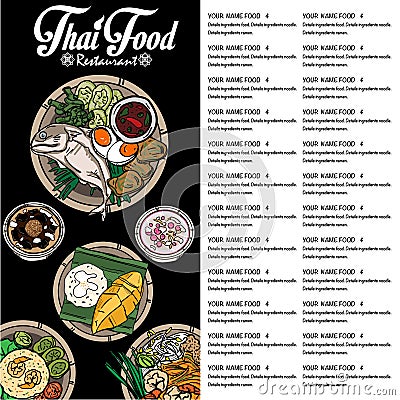 Menu thai food design template graphic Vector Illustration