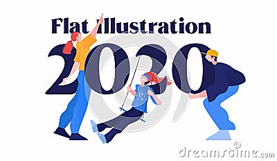 Flat 2020 icon colorful illustration Cartoon Illustration