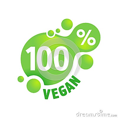 100 vegan stamp - creative green badge Vector Illustration