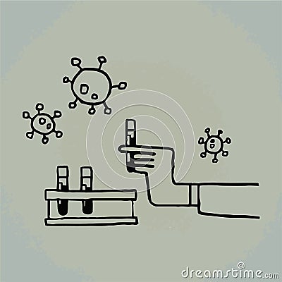 Hand holding test tube. Vector Illustration