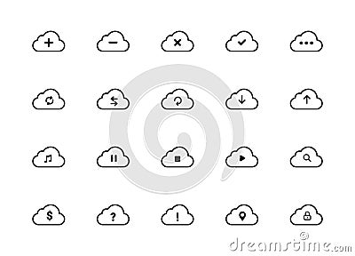 Cloud computing icons set vector illustration for website and mobile app Cartoon Illustration