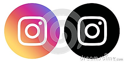 Colored round edges Instagram logo icon Vector Illustration