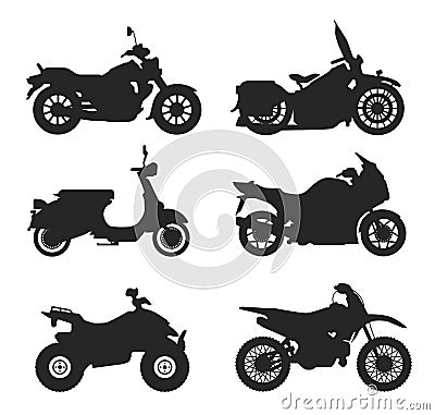 Motorcycle Icon Vector Logo Template. Vector black motorcycles icon set Stock Photo