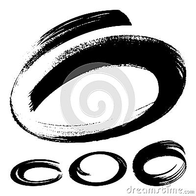 Set of black marker text selection. Hand drawn circle and oval markers isolated on white background. Vector Illustration