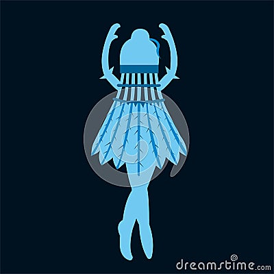 Blue character ballerina Vector Illustration