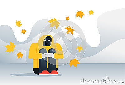 Autumn depression, loneliness, solitude melancholy Vector Illustration