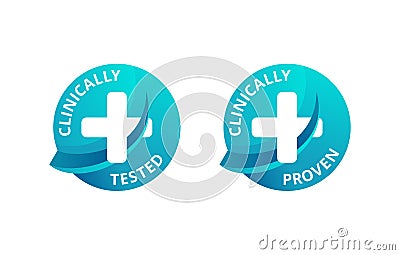 Clinically tested and clinically proven stickers Vector Illustration