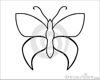 Insect Butterfly - a linear vector template for coloring or cutting. Outline insect template - butterfly. Outline. Hand drawing Vector Illustration