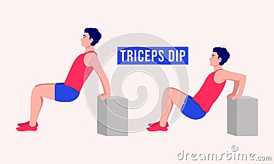 Trices dip exercise, Men workout fitness, Stock Photo