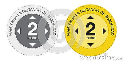 Social Distancing Floor Marking Sticker Icon in Spanish. Vector Illustration