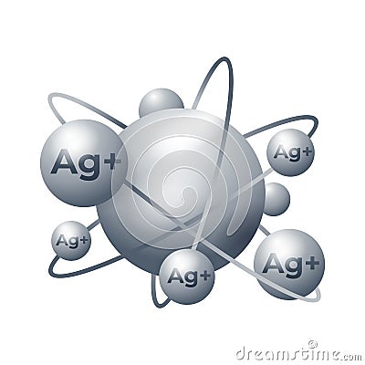 Silver ions emblem - Ag plus antibacterial effect Vector Illustration