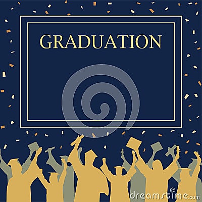 Graduated at university, college. Cheerful people silhouette vector. Vector Illustration